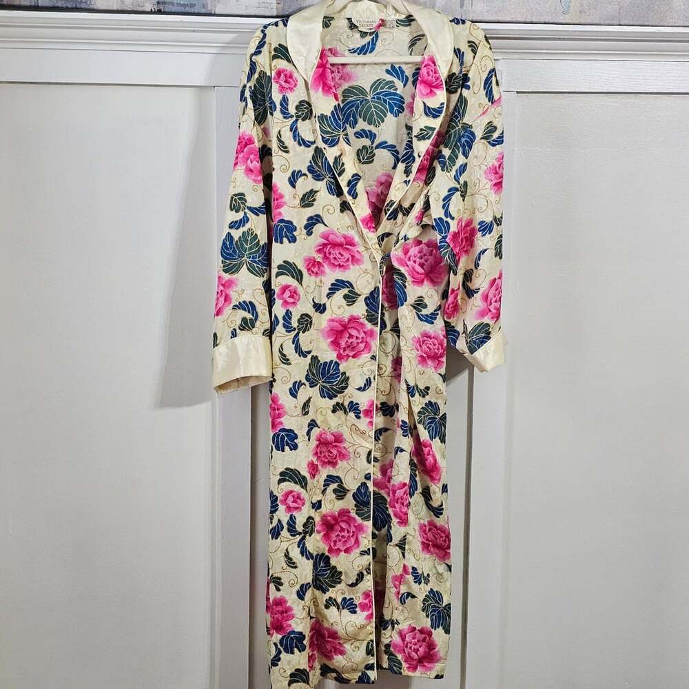 Vintage Victoria's Secret Gold Label Floral Jacquard Maxi Robe M/L 90s